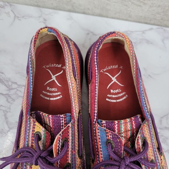 Twisted X Serape Purple Canvas Boat Shoe Driving Moccasins LIKE NEW - Picture 3 of 9